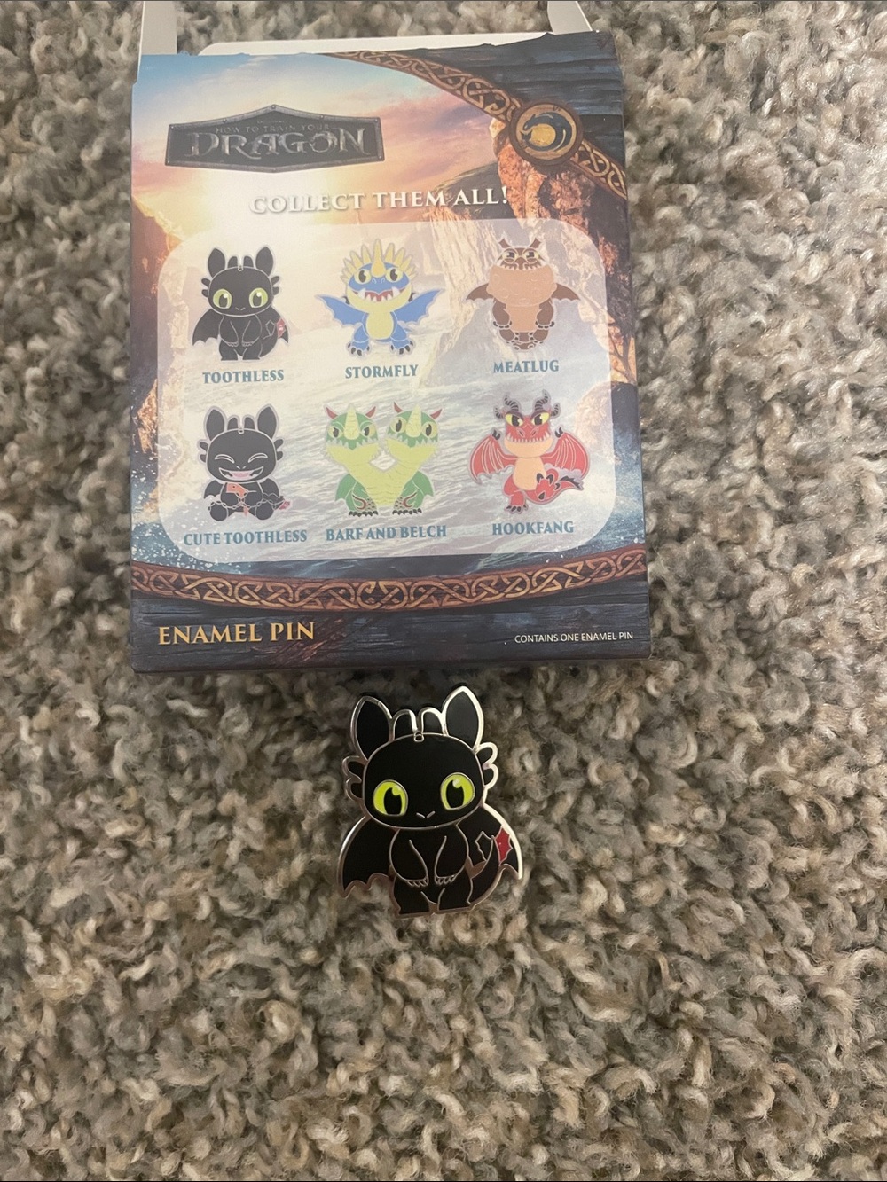 Dreamworks Black Toothless Enamel Pin with Green Eyes